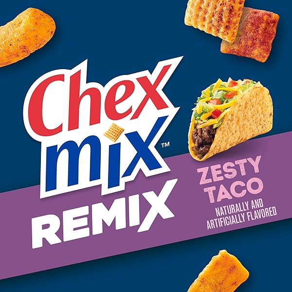 CHEX MIX REMIX ZESTY TACO SAVORY SNACK MIX, SNACK BAG, FAMILY SIZE, 11 OZ