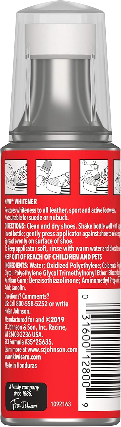 KIWI Shoe Whitener | For Leather, Vinyl, Canvas, Nylon and More | 4 Fl Oz | Includes Sponge Applicator: Everything Else