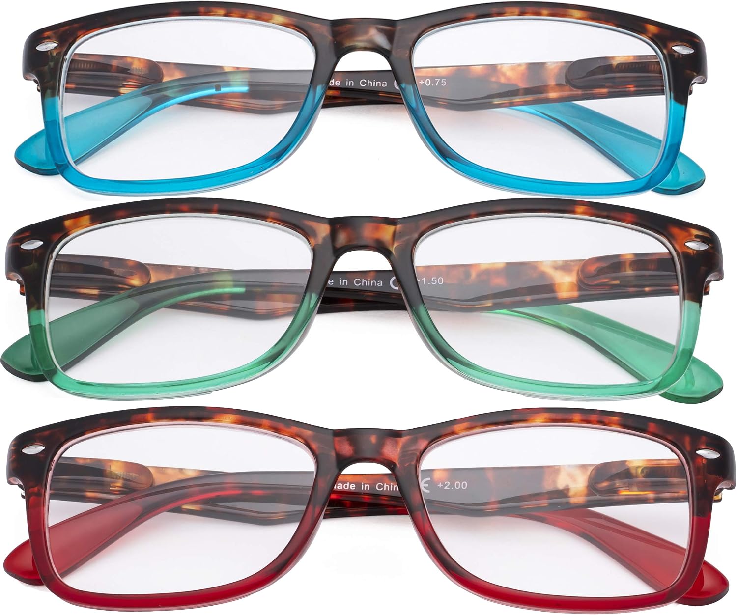 CessBlu Ladies 3 Pack Reading Glasses Oversize Stylish Reader Eyeglasses for Women +3.0, 3pc-mix