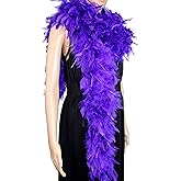 Flydreamfeathers 80 Gram, 2 yards Long Turkey Chandelle Feather Boa 10 Color, Great for Party, Wedding, Halloween Costume, Christmas Tree Decoration (Purple Color)