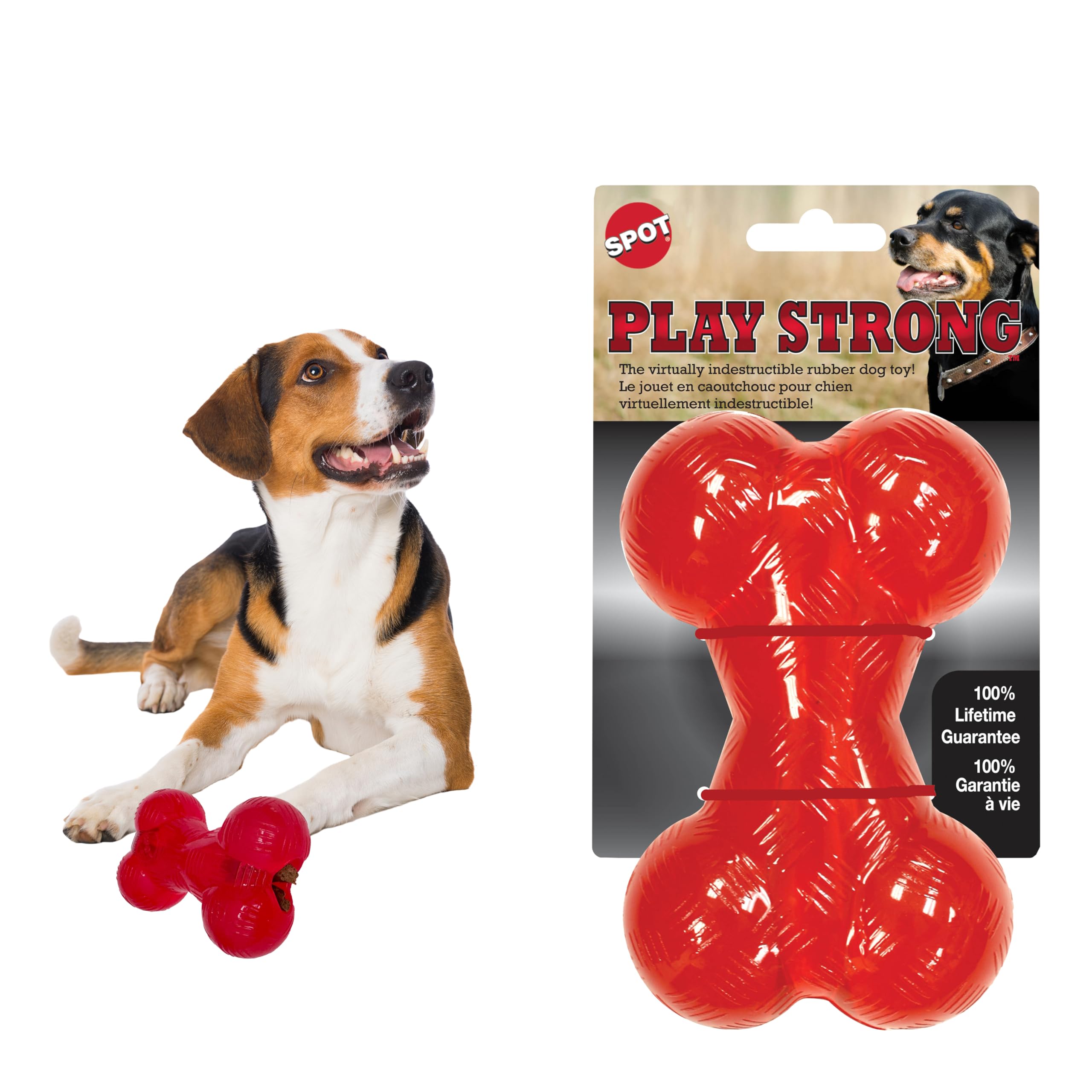 Ethical Pets Rubber Bone, 5.5-Inch, Red