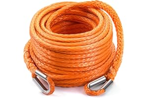 DAYDOOR Winch Rope Extension, 3/8'' x 92ft Synthetic Winch Extension Rope, 26,500 Lbs Winch Extension Line for Off Road Vehicle ATV UTV SUV Jeep(Orange)