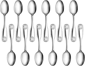New Star Foodservice 58369 Shell Pattern, 18/0 Stainless Steel, Teaspoon, 6.5-Inch, Set of 12