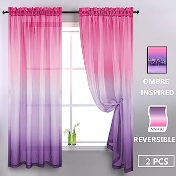 Amazon Com Purple And Pink Sheer Curtains For Girls Bedroom Room