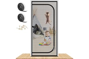 MYPIN Upgraded Reinforced Cat Screen Door Fits Door Size 34''x 80'', Heavy Duty Pets Proof Screen Door with Two Way Zipper, Prevent Dogs Cats Running Out from Home, Bedroom, Living Room, Kitchen Patio Door