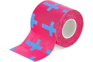 TrelaCo 1 Pcs Wrist Tape Baseball Cross Athletic 2in x 23ft Cotton Cross Wrist Tape Serrated Edges for Fingers Ankles Injury Wrap, Football Baseball Hockey Soccer (Rose Red)