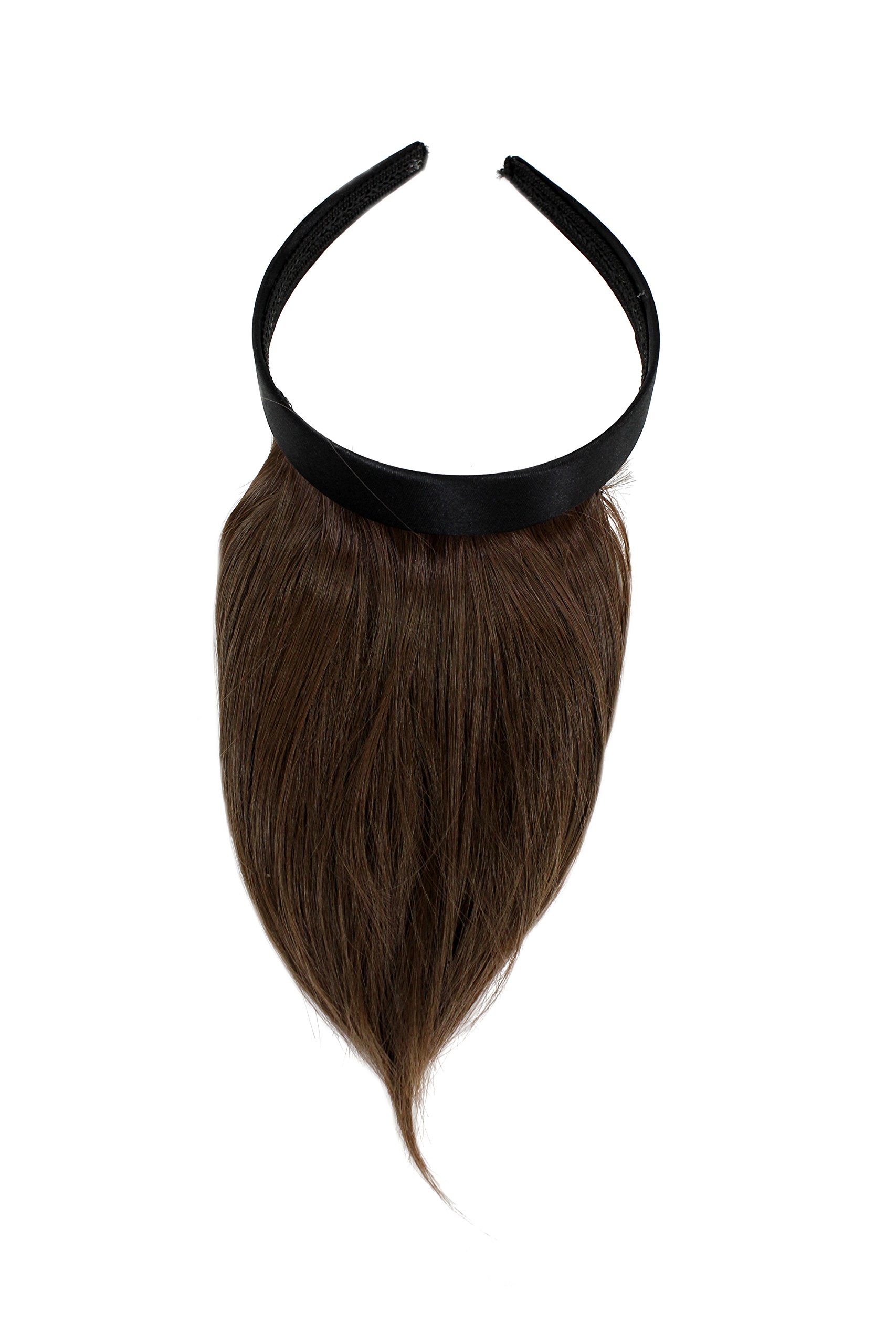 Hair Piece Clip in Bangs Fringe with hair circlet synthetic fiber brown brunette HA073T-8