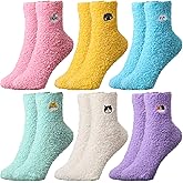 Geyoga 6 Pairs Cat Socks Fuzzy Slipper Socks for Women Plush Soft Valentine Gifts for Teenage Girl Animal Lovers