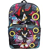 Ruz Sonic The Hedgehog 16 Inch Backpack W/Detachable Matching Lunch Box, Sonic - Shadow Kid's School Bag (Shadow)