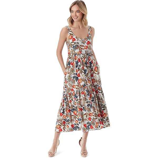 Jessica Simpson Kelley - Vestido Largo De 3 Niveles Con Cuello En V