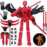 Binvin 8Inch T13 Assembly Completed Action Figure,3D Printed Multi-Jointed Movable Toy Nova 13 Action Figures Desktop Decorations for Game Lovers Toy (Red Emitting red Light)