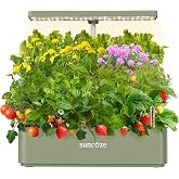 SUNCOZE Hydroponics Growing System, Compact 12 Pods Indoor Garden, Green | Dimmable LED Grow Light, 4L Water Tank with Quiet Pump, Adjustable Height Herb Garden Planter Indoor Kit, Gardening Gifts
