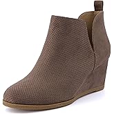 CUSHIONAIRE Women's Tito Wedge Bootie - Soft Vegan Suede, Memory Foam, Wide Width Available