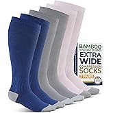 Pembrook 3 Pairs Plus Size Compression Socks Wide Calf - Bamboo Viscose Compression Socks for Women Wide Calf