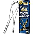 MasterMedi Tongue Scraper for Adults, 100% Stainless Steel Tongue Scrubber for Bad Breath, Easy to Use, Tongue Cleaner for Oral Care & Hygiene (SS Uni|Pack of 2)