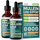 5-in-1 Mullein Drops for Bronchial and Respiratory Support with Mullen Leaf Extract Lung Supplement - Mullein Tincture with Elderberry and Ginger Root, Honey Lemon Flavor (60 Servings, Pack of 2)