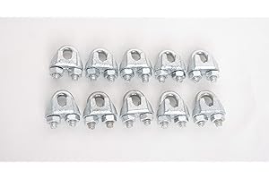 HIGOOD Wire Rope Clamp 1/8 inch 10 Pack Zinc Plated - Wire Rope Clip - Wire Cable Clamps
