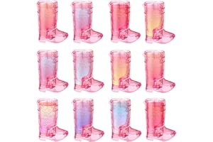Esdabem Cowboy Boot Shot Glasses Set of 16-1.5oz Mini Plastic Boot Shot Glass Pink Plastic Reusable Cups Plastic Boot Cups Western Themed Party Favors for Bachelorette, Birthday (Break Resistant)