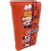 Shag Wear Cats in a Row Large Wallet for Women β Vegan Faux Leather Clutch Purse with Cat Design, Animal Theme, Magnetic Snap Closure, Card and Bill Organizer Coral 7"