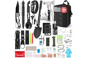 YKIOKE 235Pcs Emergency Survival Kit and First Aid Kit Professional Survival Gear Tool with IFAK Molle System Compatible Bag, Gift for Men Camping Outdoor Adventure Boat Hunting Hiking & Earthquake