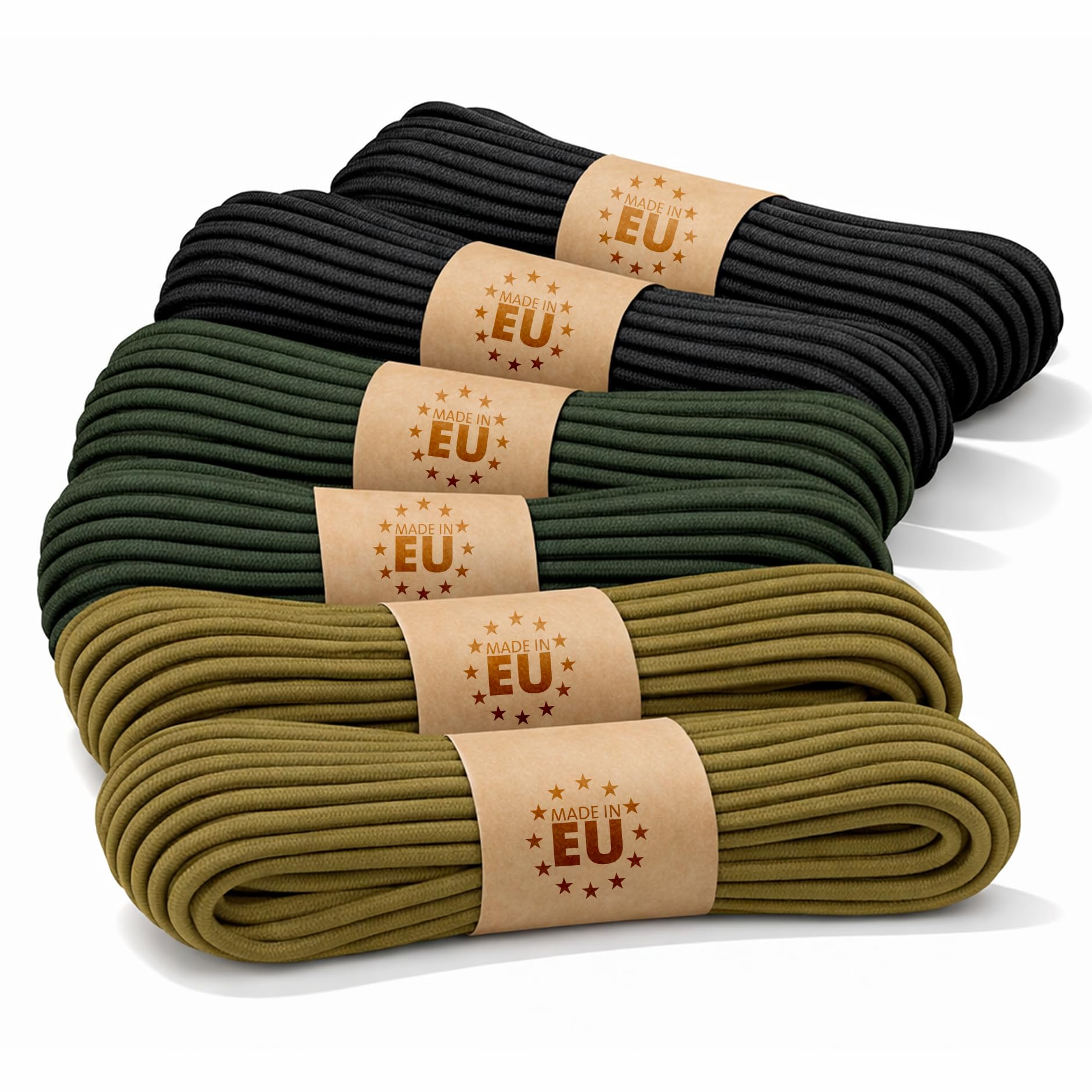 EdcX Paracord 4mm, Set of Solid Colors (6х5m and 5x10m) | Ideal for Camping, Survival, Outdoor, Crafting, DIY | 100% Nylon Rope 4mm| Tactical Cord 550 Type III - Basic Set (6x5m)