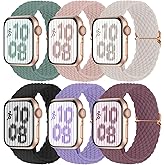 Brigtlaiff Braided Solo Loop Compatible with Apple Watch Band, 38mm-49mm, Women Men, Adjustable Stretchy Nylon Wristband Strap for iWatch Series 1-10, 6pack