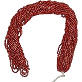 11/0 Glass Seed Beads, 12 String Hanks, Small Craft Beads, 2 mm (Transparent Red)