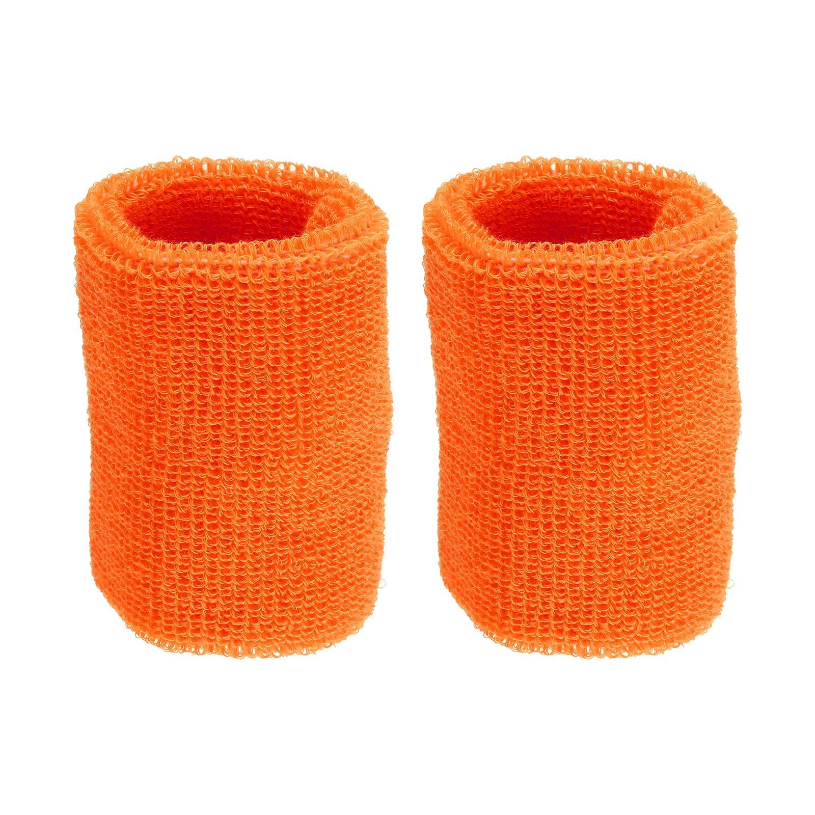 PATIKIL Sports Wristbands 8x10cm, 2 Pack Athletic Cotton Terry Cloth Absorbent Wrist Sweatband for Tennis Basketball Working Out Running, Orange