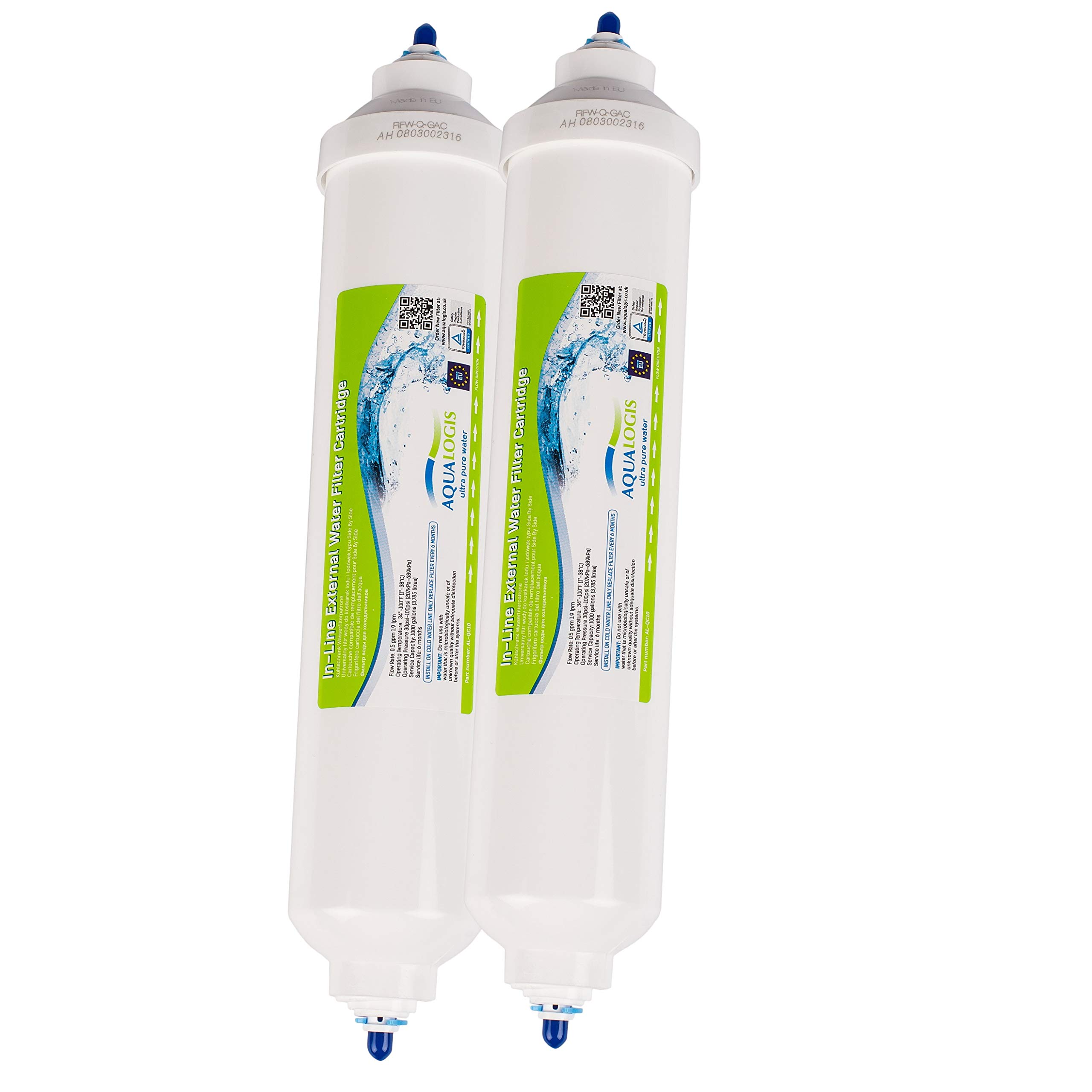 AL-QC10 Water Filter Compatible with Daewoo, Samsung, L G, BEKO, Bosch, Siemens (2pack)