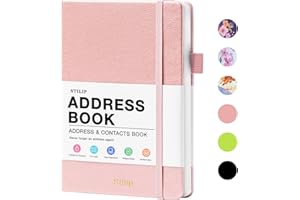 Stilip Address Book with Alphabetical Tabs - Large Print Hardcover for Organizing Contacts, Handy Size Small Address Book for All Your Important Information in One Place - Rose Gold