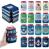 Cruise Beer Can Cooler 16 Pcs Neoprene Boating Gift Beer Sleeves for Can Sleeves for Men 12 oz Reusable Insulated Funny Drink Cans Cover for Nautical Themed Party Ship Beach Summer Party Favor