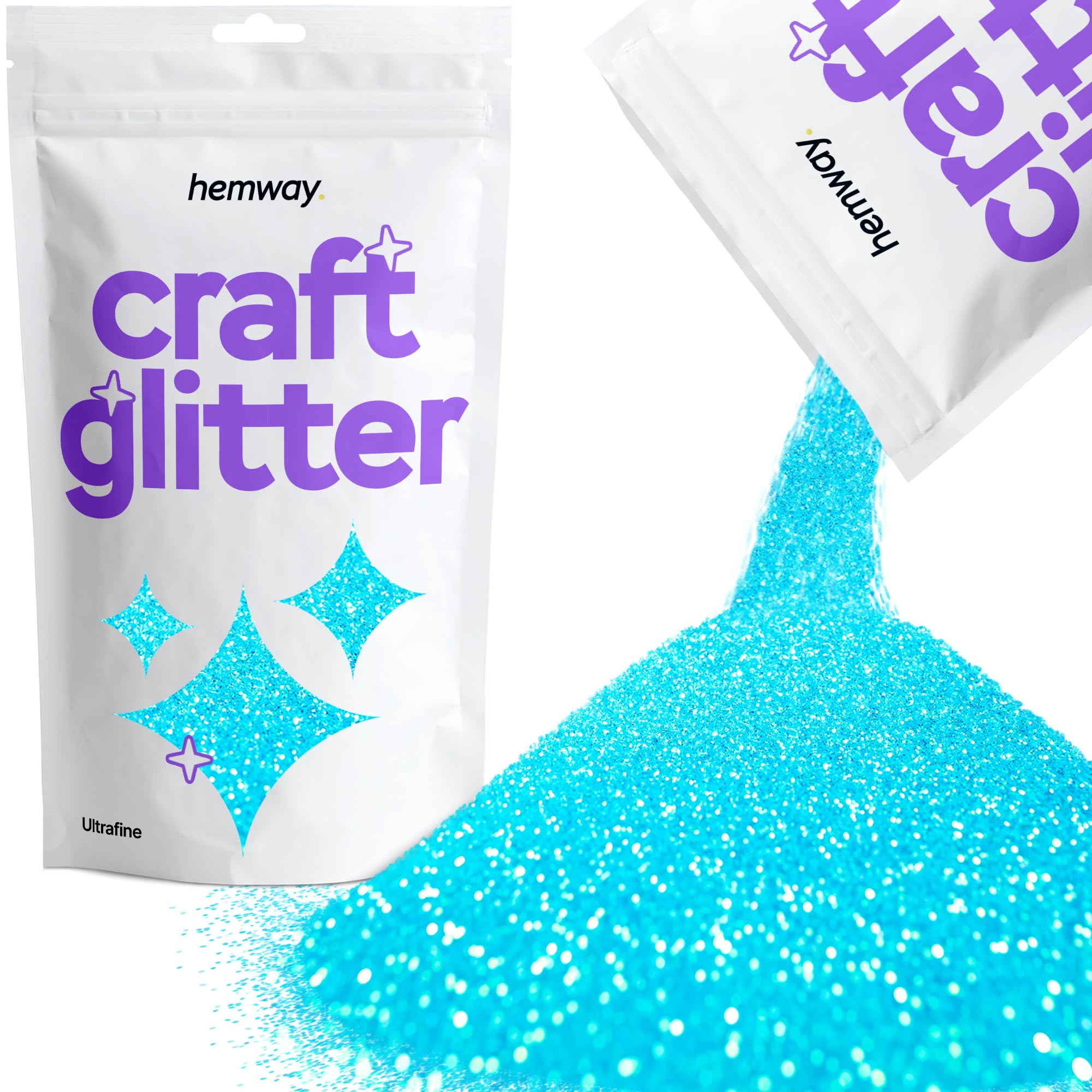 Hemway Craft Glitter Baby Blue Iridescent 100g Ultrafine Glitter for Crafts, Resin, Cosmetic, Nail, Face, Body, Festival, Tumblers, Art, Candle, Crafting