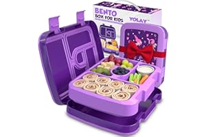 YOLAY Bento Box for Kids Lunch Box Leak-Proof, 5-Compartment Lunch Box Kids for Ages 3-10, Durable with Anti-Slip Base, Suitable for Schools, Outdoor and Travel (Mermaid)