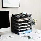 EasyPAG 5 Tier Metal Mesh A4 Desk Tray File Holder with Drawer Black view 6