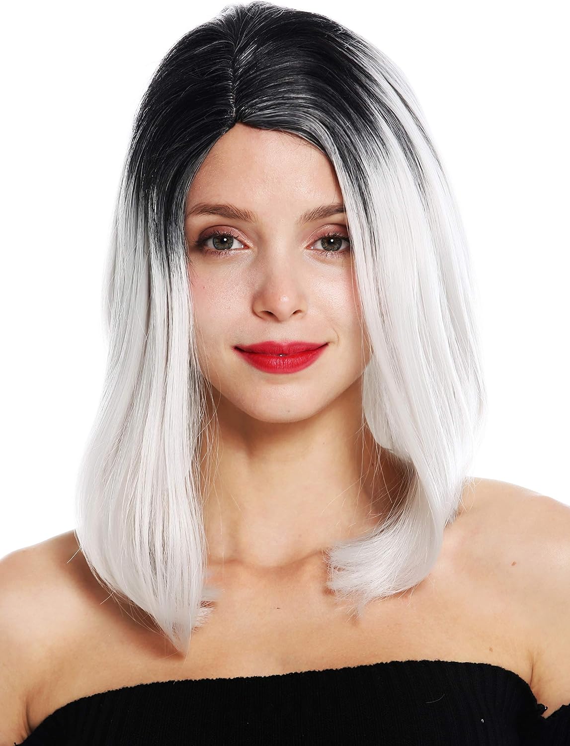 WIG ME UP - GFW3130-1001A+1 women's quality wig sleek shoulder length middle parting ombre black whitish grey - Image 3