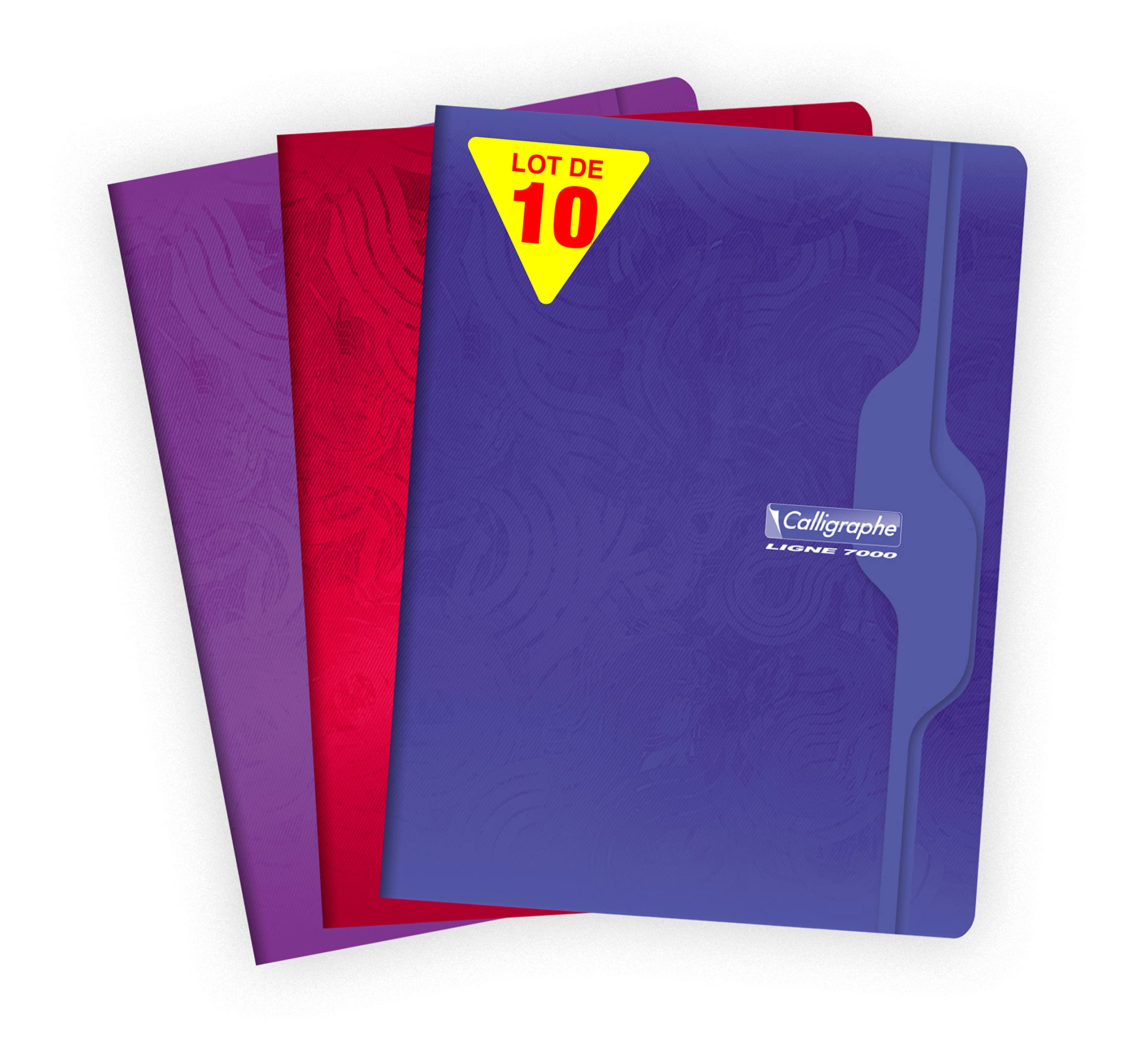 Calligraphe 7496C Set of 10 Stapled Notebooks (Clairefontaine) - 24x32 cm - 140 Seyes Ruled Pages - 70 g White Paper - Varnished Card Cover - Random Colours