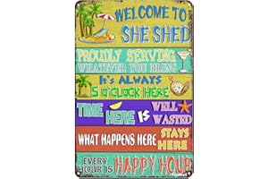 VIODENL Welcome to My She Shed Vintage Tin Sign for Home Kitchen Garden Patio Women Cave Gift for Girlfriend Ladies Welcome Sign 12x8 Inches