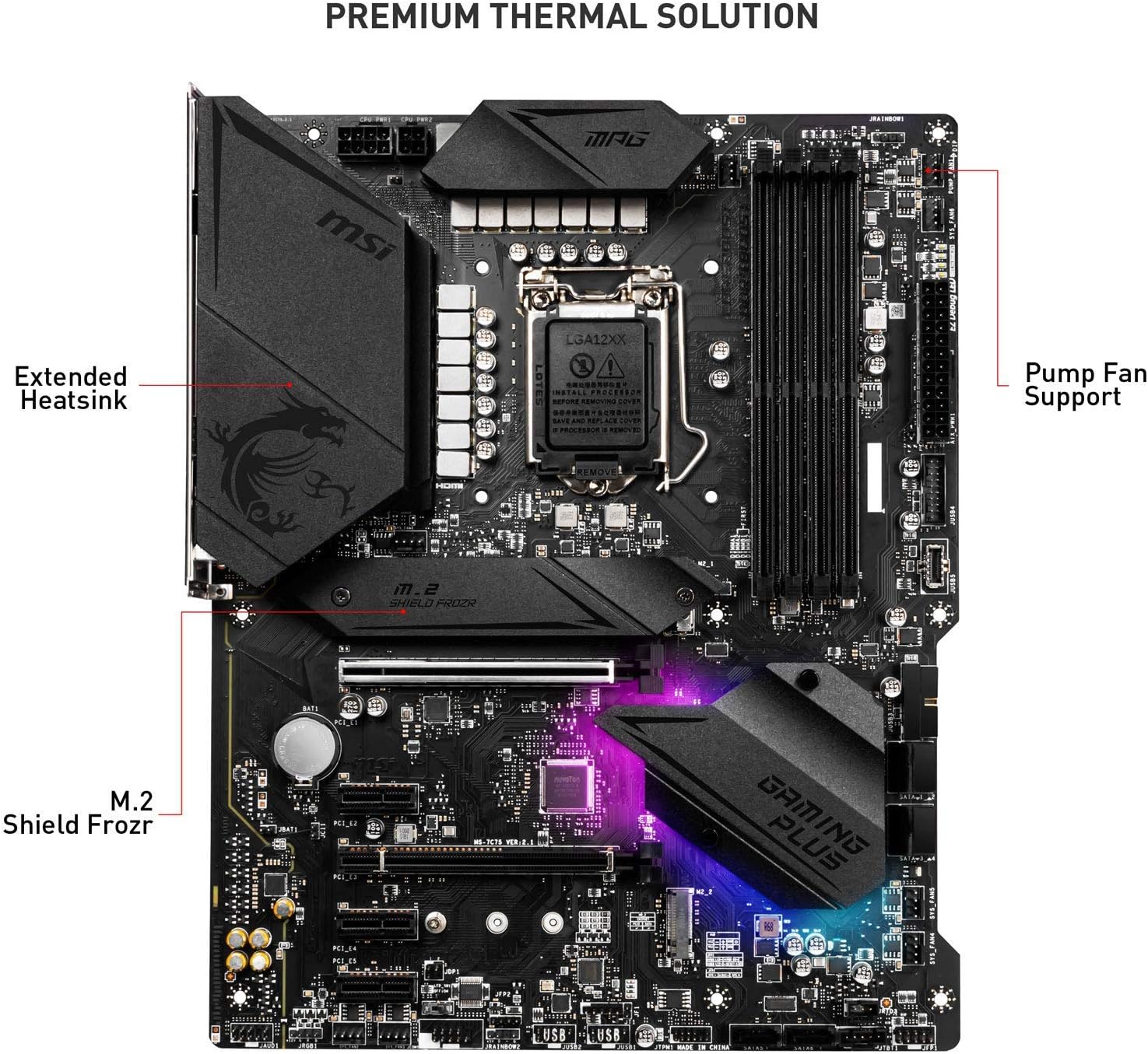 MSI MPG Z490 GAMING PLUS Motherboard ATX, LGA1200, DDR4, LAN, USB 3.2 Gen2, Type C, M.2, DisplayPort, HDMI - Image 3