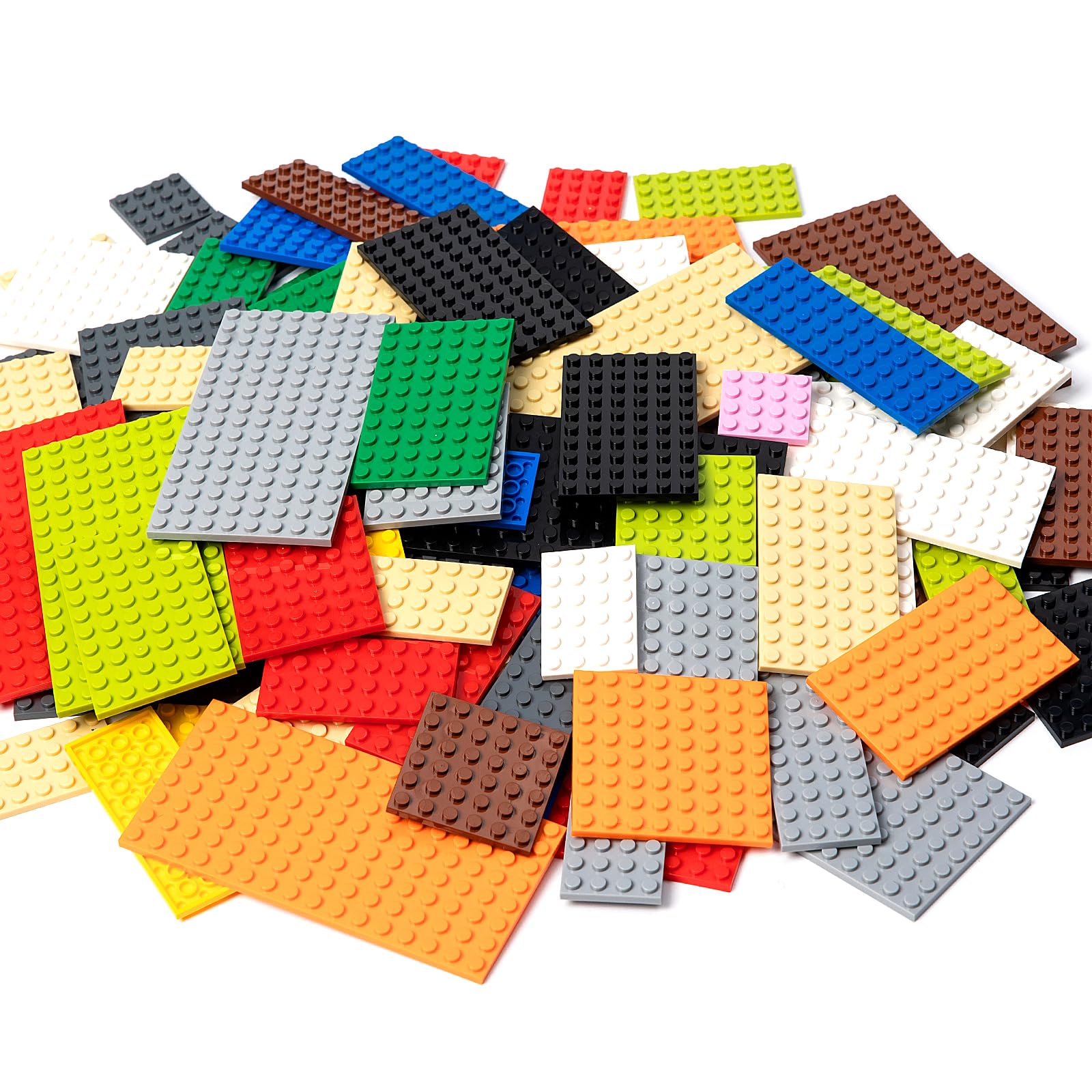 MANNIDOO 110 Pieces Classic Building Plates, 11 Sizes Small Baseplates Multipacks - Compatible with All Major Brands Building Pieces, Flat Platform Base for Moc Building, 12 Colors