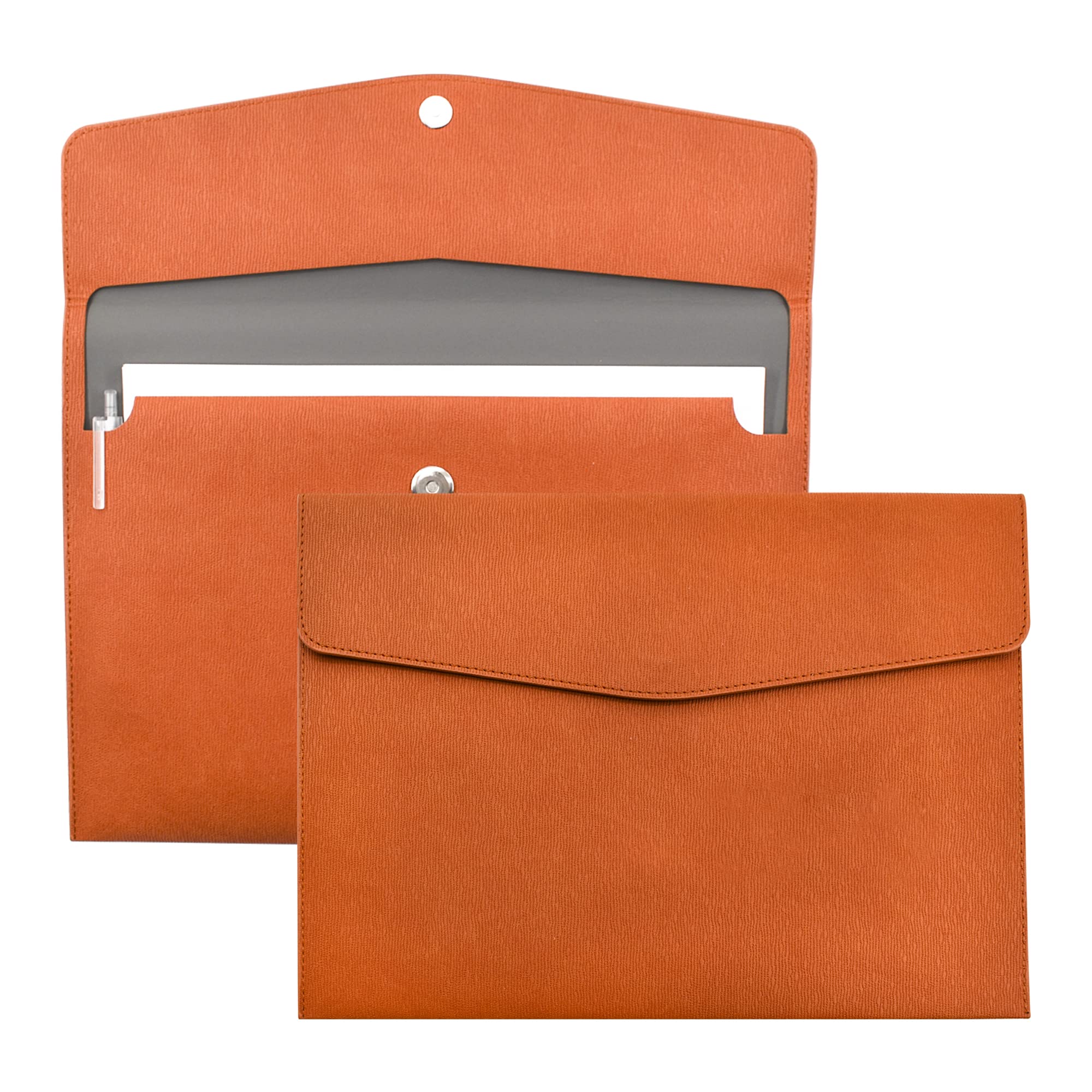 VANRA 1 Piece PU Leather A4 Leather File Folders Portfolio Folder Holder A4 Paper Document Filing Envelope Document Organizer with Magnetic Closure (Brown)