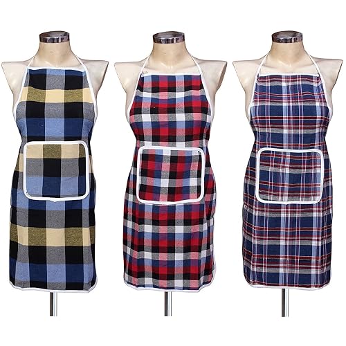 GLUN Waterproof Cotton Kitchen Apron Set of 3