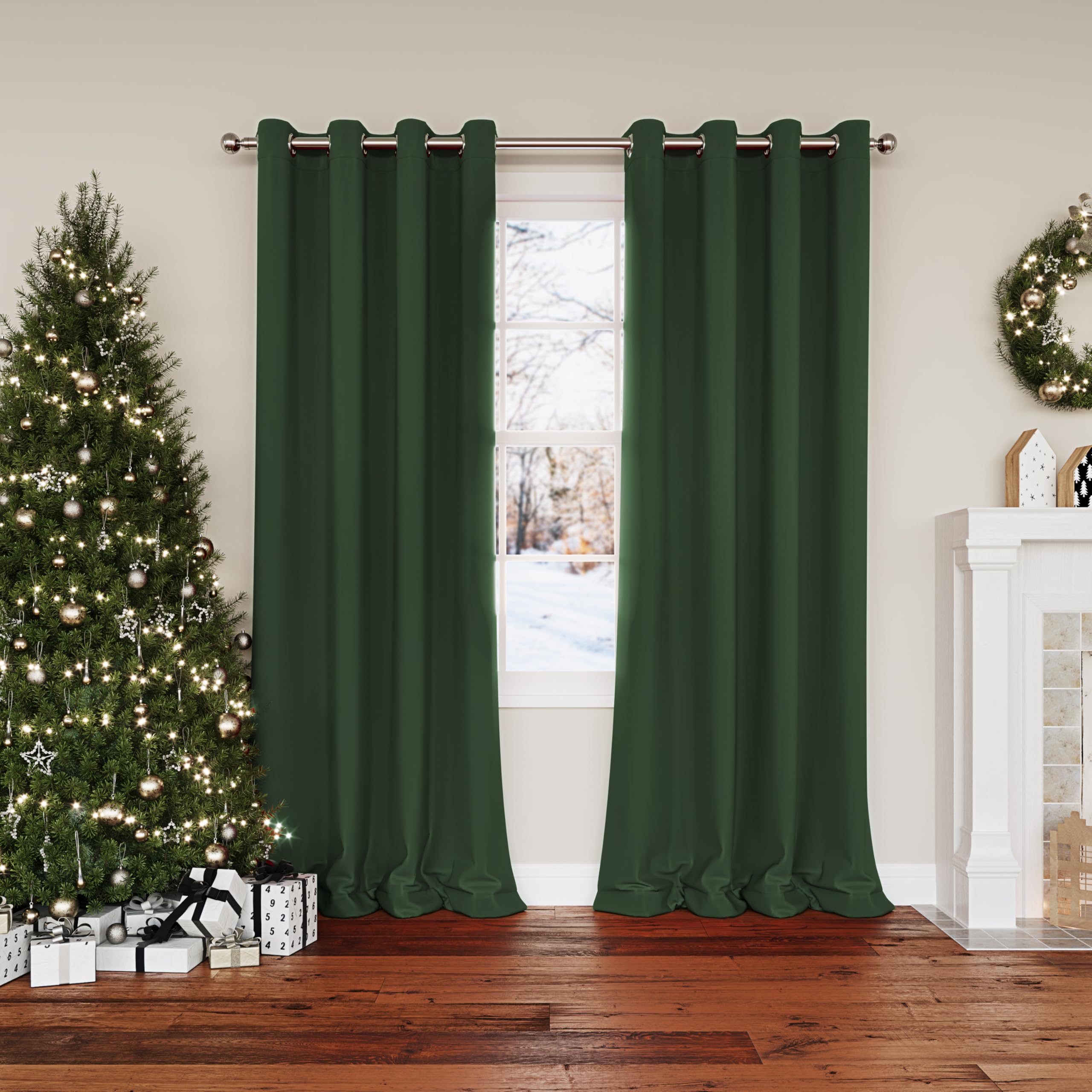 Sun Zero Soho 2-Pack Energy Saving Noise Reducing Blackout Grommet Curtain Panel Pair, Evergreen, 54" W x 96" L (2 Panels) Image
