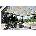 COARBOR 3'Wx16'L Retractable Wave Shade Cover Replacement Pergola Shade Canopy Waterproof Beige Slide Wire Extendable Shade Awning Sail for Patio Deck Gazebo