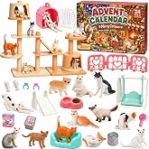 Cat Christmas Advent Calendar 2026,24 Days Countdown Cat Figurines | with 12 Cute Cat Figurines &amp; Playground Accessories, Animal Advent Calendar for Girl Toddlers Kids, Christmas Xmas Gifts