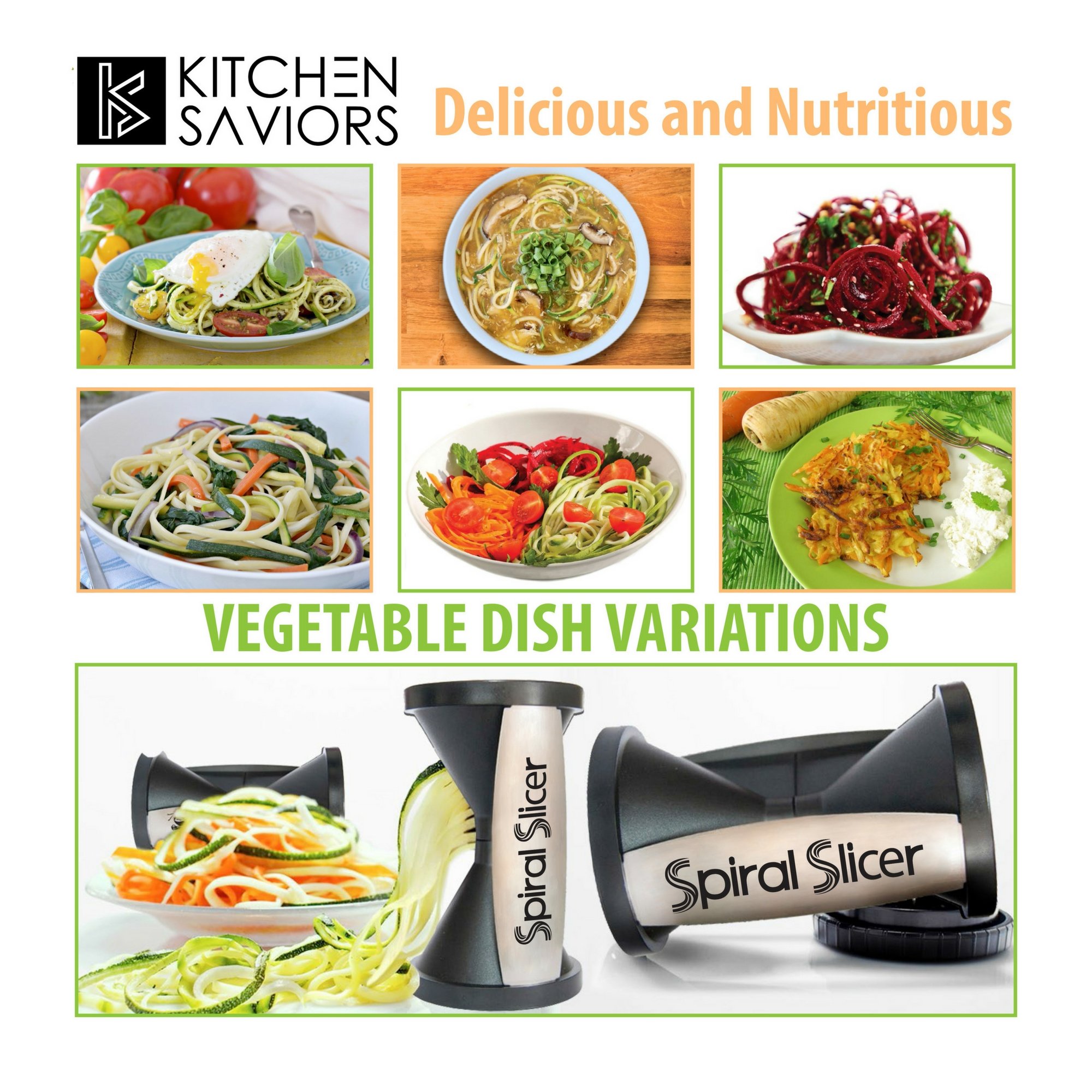 Spiral Slicer Vegetable Zoodle Spiralizer - Veggie Noodle Maker Pasta Cutter - With Kitchen Peeler Bundle