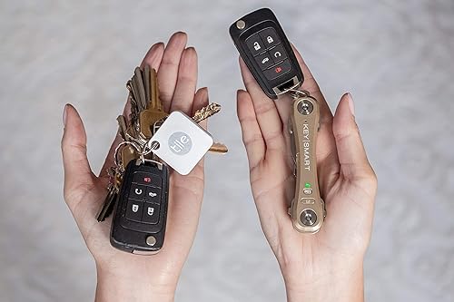 KeySmart Pro Key Holder w LED Light Tile Smart Technology (up