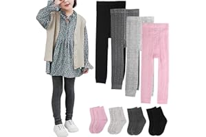 BOOPH 4 Pairs Girls Leggings Pants Sock Set Footless Knits Tights Stockings
