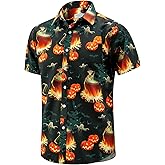 J&DHUASHA Mens Halloween Shirt Fun Pumpkins Short Sleeve Button Down Hawaiian Dress Shirts