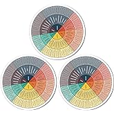Weewooday 3 Pcs Emotion Wheel Magnet 4.8 Inch Feelings Wheel Magnet Feelings Emotions Chart Fridge Mental Health Gifts Social Counselor Worker Stickers School Office Decor(Dark Colors)