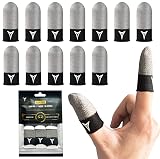 Improved Version-12 Pack Visible Pure Silver Fiber&Carbon Fiber Professional Model Gaming Finger Sleeves,No Rubber Band,Maximum Touch Response,Comfortable fit, Anti-Sweat,Fit All Touchscreen Devices